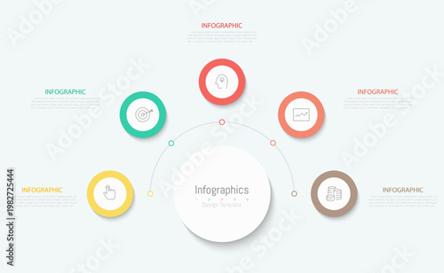 Infographic 5 options design elements for your business data. Vector Illustration.