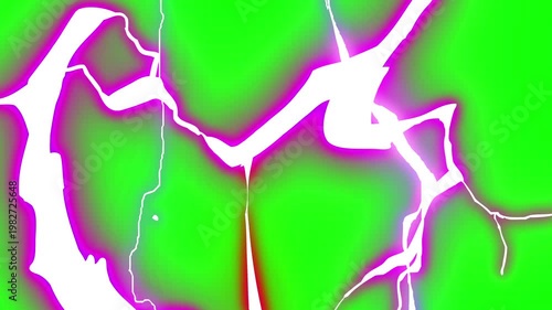 Electric lightning strike transition on green screen energy flash reveal animation