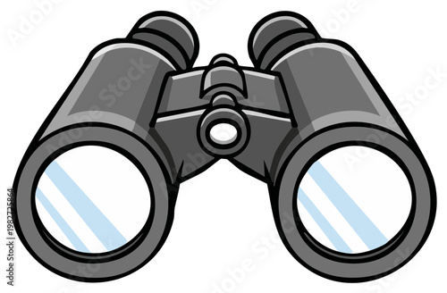Cartoon illustration of a pair of binoculars isolated on a white background