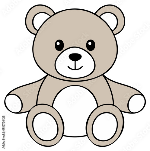 Cute cartoon teddy bear illustration simple drawing friendly plush toy for children
