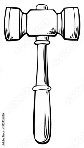 Illustration of a wooden mallet with a simple drawing style