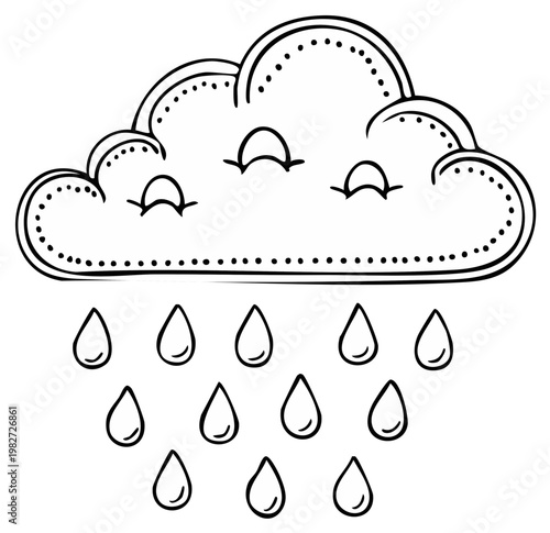 Hand Drawn Cloud Releasing Raindrops Weather Element