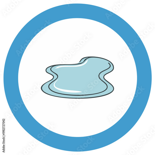 Illustration of a light blue water puddle inside a blue circle