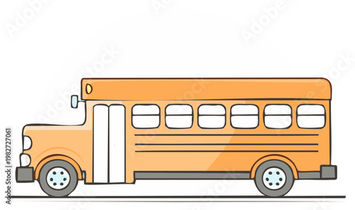 Cartoon Yellow School Bus Illustration Ready to Pick up Students for Education or Back to School Activities