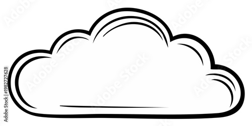 Hand drawn cloud icon sketch simple black and white line art vector illustration