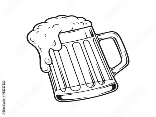 Vintage style beer mug illustration a classic pub beverage in black and white