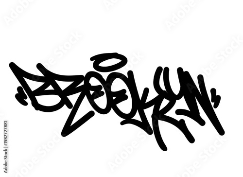 textured graffiti tagging letter BROOKLYN city name isolated design in black