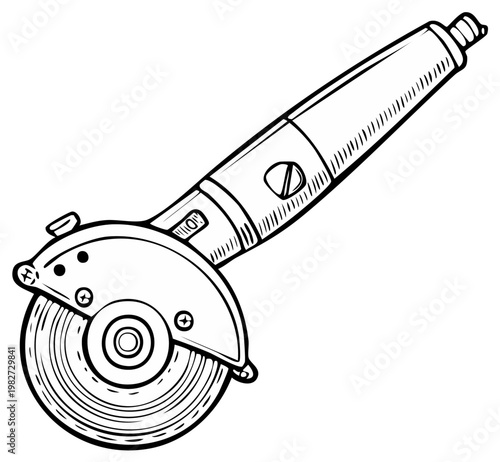 Handheld Power Angle Grinder Tool Illustration for Construction and DIY Projects
