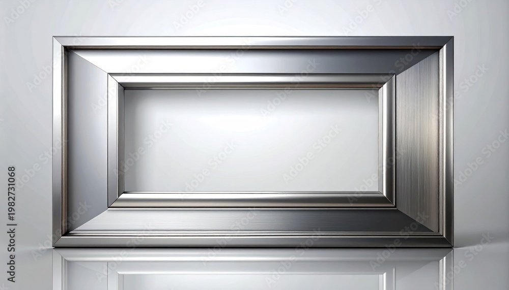 Fototapeta premium Empty Silver Picture Frame with Reflective Surface.