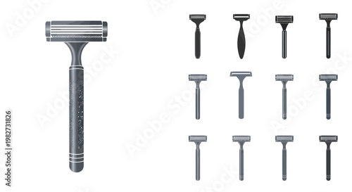 Collection of Diverse Razor Styles: Classic & Modern Shaving Tools