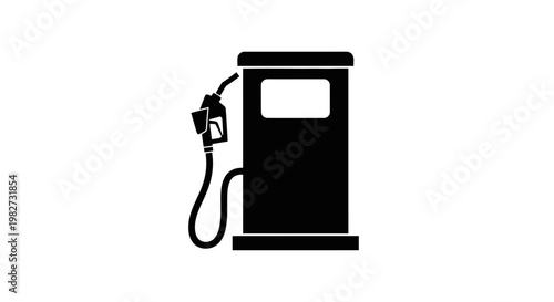 Black and white silhouette of a gas pump against a white background