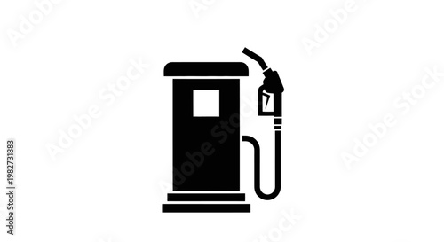 Simple black silhouette of a gas pump against a white background
