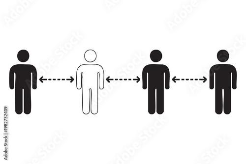 Healthcare Safety Illustration Depicting Social Distance Between Individuals