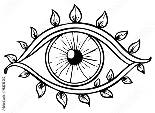 Mystical Eye with Floral Accents Stylized Illustration