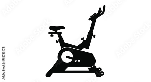 A black exercise bike is displayed as a striking minimalist silhouette