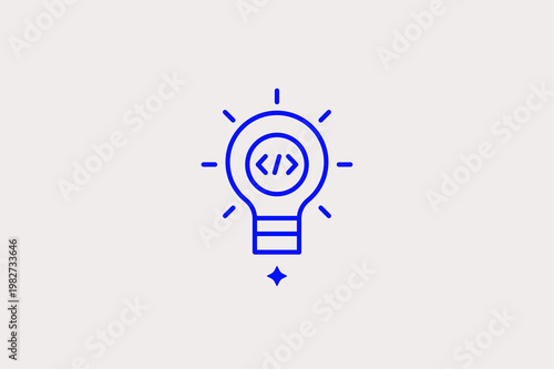 Lightbulb with programming brackets inside sparks ideas for innovative coding. Inspiring Vector Illustration is ideal for creative tech solutions and brainstorming concepts.