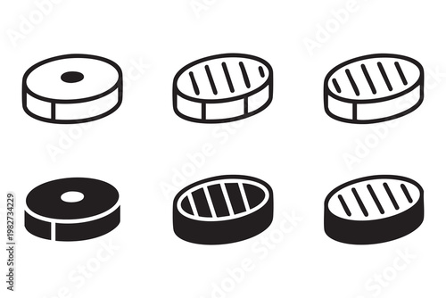 Steak Meat Icon Set for Restaurant Menu and Butcher Shop Design