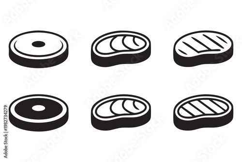Minimal Steak Icon Set for Food Menu and Culinary Design