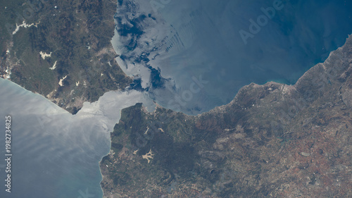 Slika na platnu Satellite high-res view of the Strait of Gibraltar.