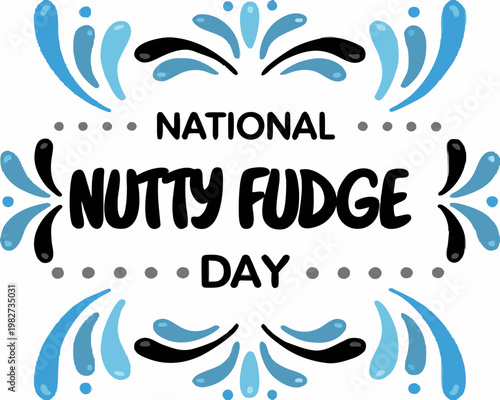 Nutty Fudge Dessert Vector Illustration for National Nutty Fudge Day, Sweet Treat Design Isolated on White