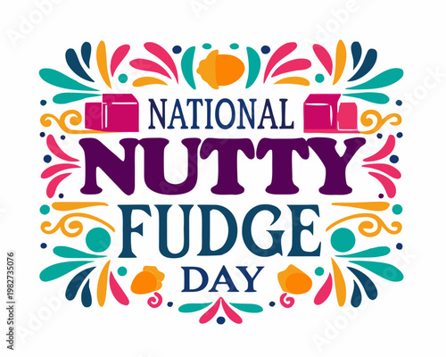 Nutty Fudge Dessert Vector Illustration for National Nutty Fudge Day, Sweet Treat Design Isolated on White