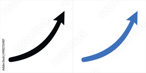 Upward curved arrow growth trend on a white background