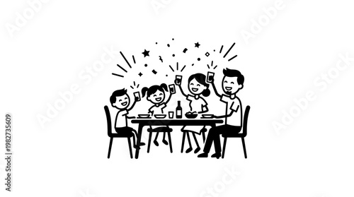 Family Enjoying Celebration at Table Together