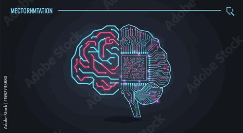 A futuristic illustration of a brain with a microchip implant
