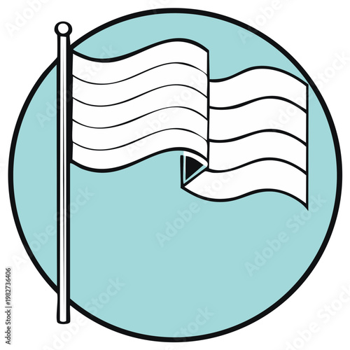 Waving Flag Icon on a Light Blue Circle Background