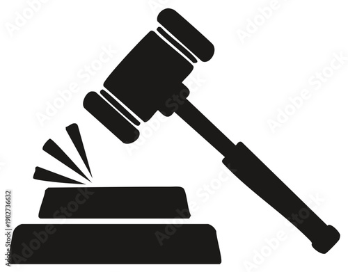 Silhouette of a gavel hitting a block legal concept