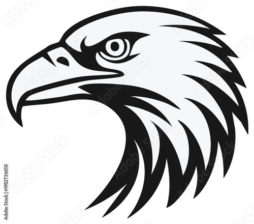 Eagle head profile vector graphic. Wild bird side view illustration for emblem, mascot or insignia art