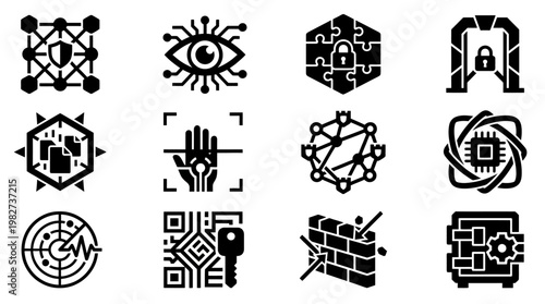 Vector Icon Set of Technology and Innovation Symbols for Digital and Software Design