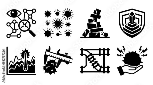 Collection of Scientific And Technology Icons Set For Data Analysis And Cybersecurity