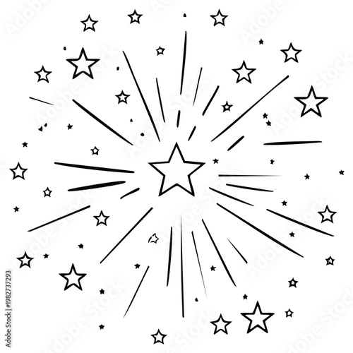Drawn Starburst with Small and Large Stars Exploding Outward