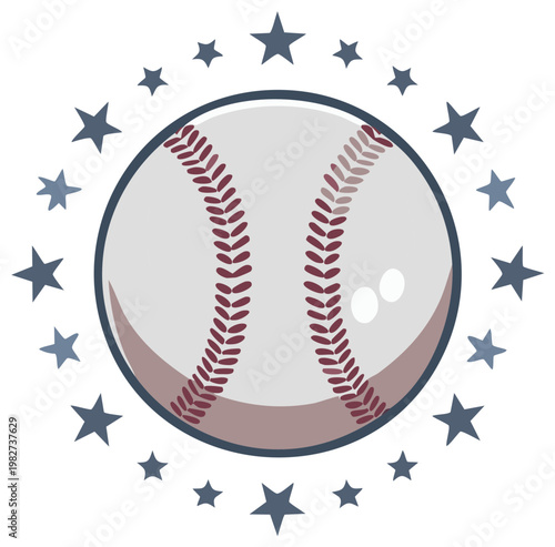 Baseball with Stars Vector Graphic Sports Ball Isolated Illustration Design Element for Sports Team Fan Gear or Logo