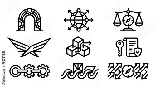 Icons Set of Science, Technology, and Innovation Symbols for Digital Design