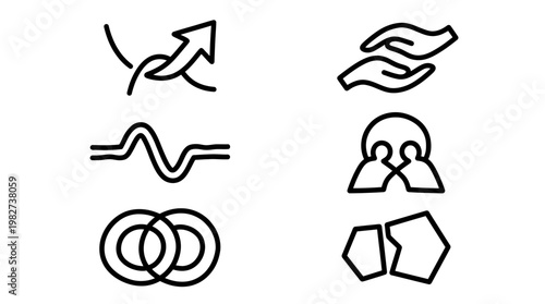 Vector Icon Set of Hand Gestures and Abstract Symbols for Communicative Design