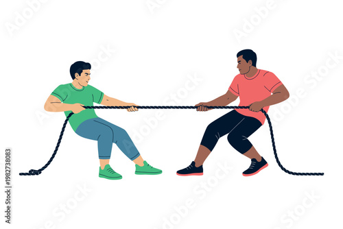 Tug-of-war participants compete with strong intensity in a contest.