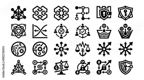 Vector Icon Set Of Security Shields And Threat Prevention Symbols For Digital Safety