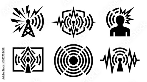 Set of Communication Icons for Technology and Wireless Signals