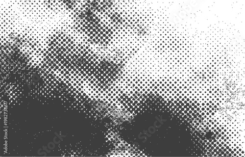 Abstract Black and White Halftone Texture with Distressed Grunge Pattern and Dotted Pop Art Style for Graphic Design Background
