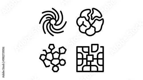 Set of Minimalist Abstract Icons for Technology and Communication Design