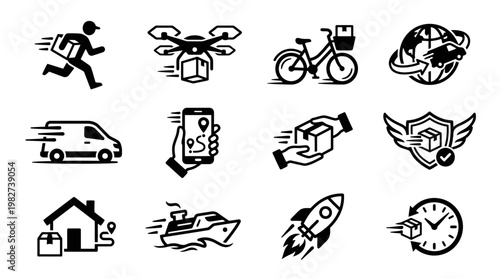 Vector Illustration of Various Modern Transportation Methods and Travel Devices
