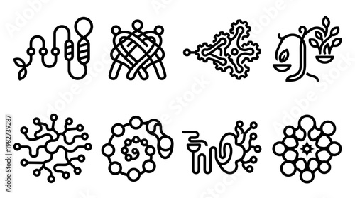 Vector Icon Set of Diverse Scientific and Biological Icons for Technology and Medical Themes