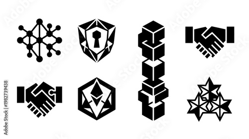 Set of Modern Technology Icons for Cybersecurity and Digital Security Applications