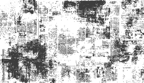 Distressed Vintage Newspaper Print Texture Background Grunge Vector Illustration