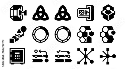 Set of Modern Tech Icons for Digital Interface and Application Design
