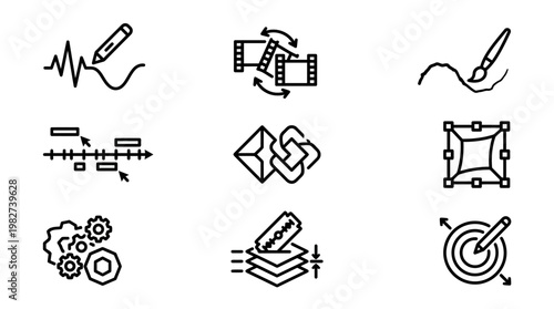 Set of Digital Icons for Technology and Business Applications in Modern Style