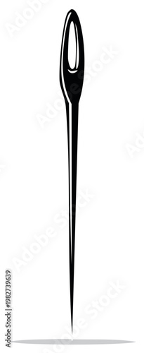 Detailed Black Sewing Needle Illustration for Crafts and Dressmaking Projects