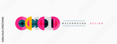 Abstract colorful circles, lines create modern background design. Simple shapes, vibrant hues offer visual appeal.